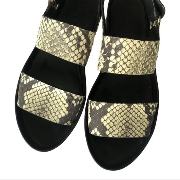 VINCE 'Marett' Python Snakeskin Black White LEATHER Platform Size 7M