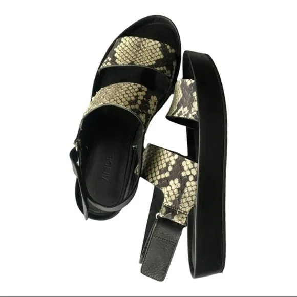 VINCE 'Marett' Python Snakeskin Black White LEATHER Platform Size 7M