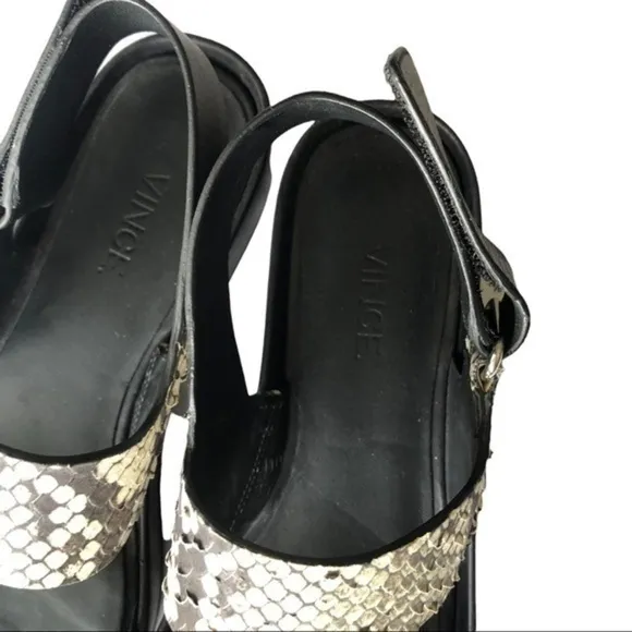 VINCE 'Marett' Python Snakeskin Black White LEATHER Platform Size 7M
