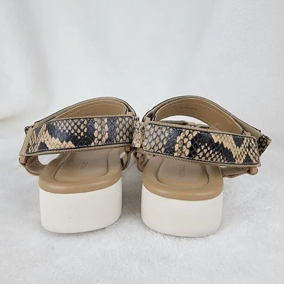 Vince Timber Carver Leather Snakeskin Loop And Hoop Strappy Platform Sandals 7M