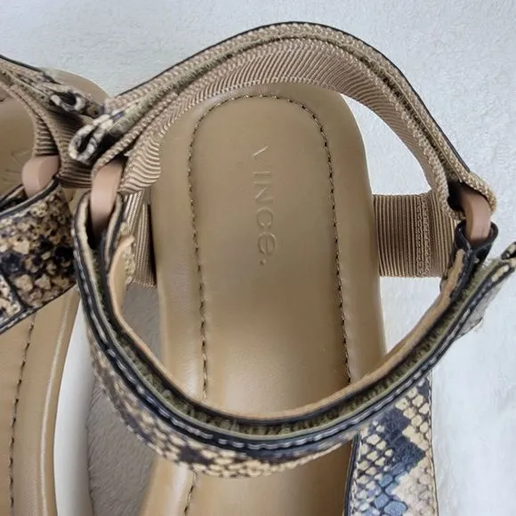 Vince Timber Carver Leather Snakeskin Loop And Hoop Strappy Platform Sandals 7M