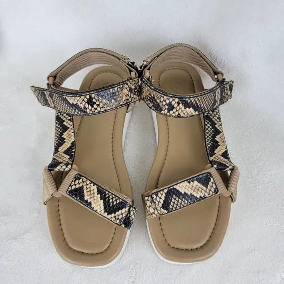Vince Timber Carver Leather Snakeskin Loop And Hoop Strappy Platform Sandals 7M
