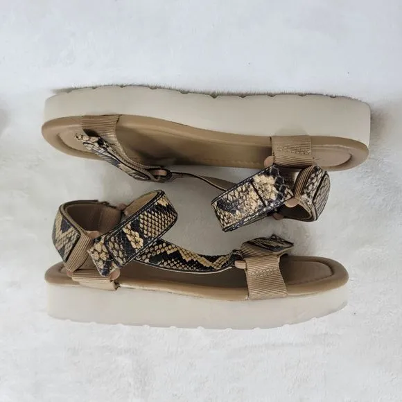 Vince Timber Carver Leather Snakeskin Loop And Hoop Strappy Platform Sandals 7M
