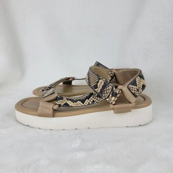 Vince Timber Carver Leather Snakeskin Loop And Hoop Strappy Platform Sandals 7M