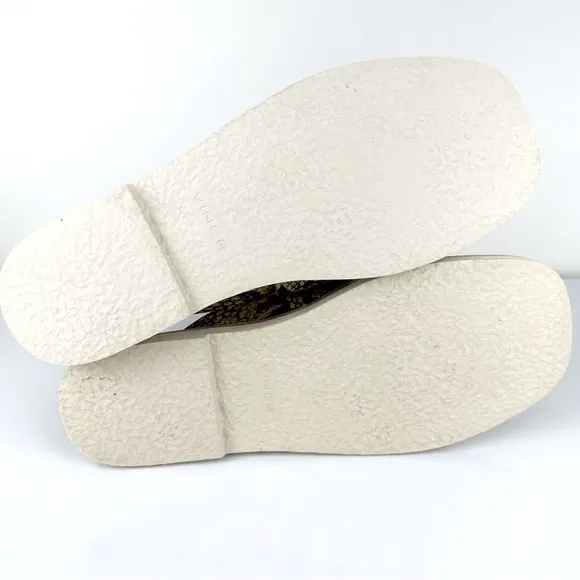 Vince Women's Morris Snakeskin Embossed Leather Thong Sandals Tan Size 9
