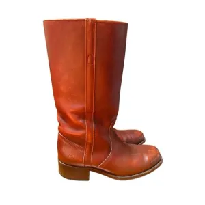 Vintage 80s Frye Campus Boots Women 11.5/ Mens 10 D Red Brown Square Toe Western