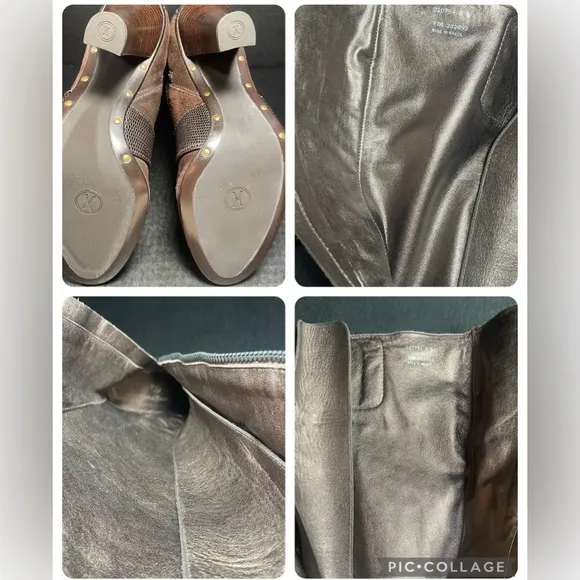 Vintage BNWOB Cole Haan Tall Chocolate Suede lace and zip up SEXY boots 6M $firm
