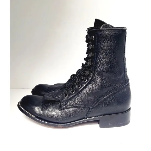 Vintage Durango Black Kiltie Leather Ankle Booties - Size 7