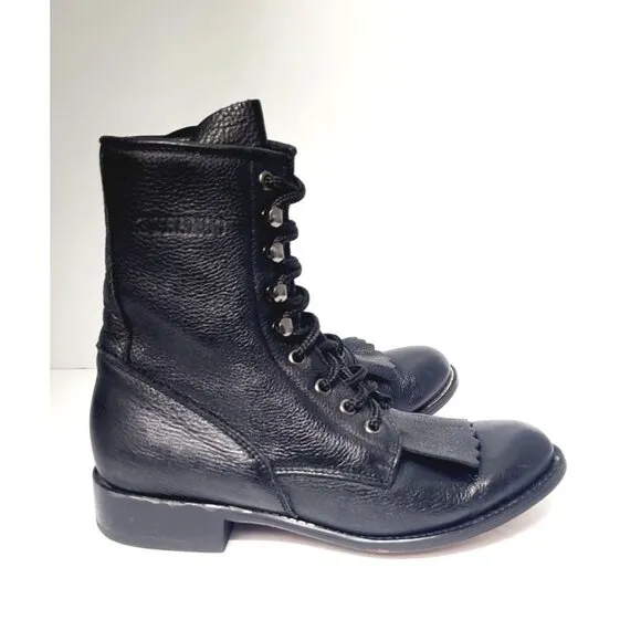 Vintage Durango Black Kiltie Leather Ankle Booties - Size 7