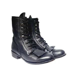 Vintage Durango Black Kiltie Leather Ankle Booties - Size 7