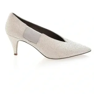 Vintage Free People Florence White Glitter Kitten Heels Shoes Size 39 EU 9 US
