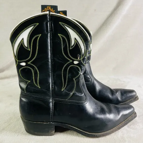 Vintage GODING Cowboy Boots Women's 11.5 Western Shorty In Lay Cut Outs Outdoor