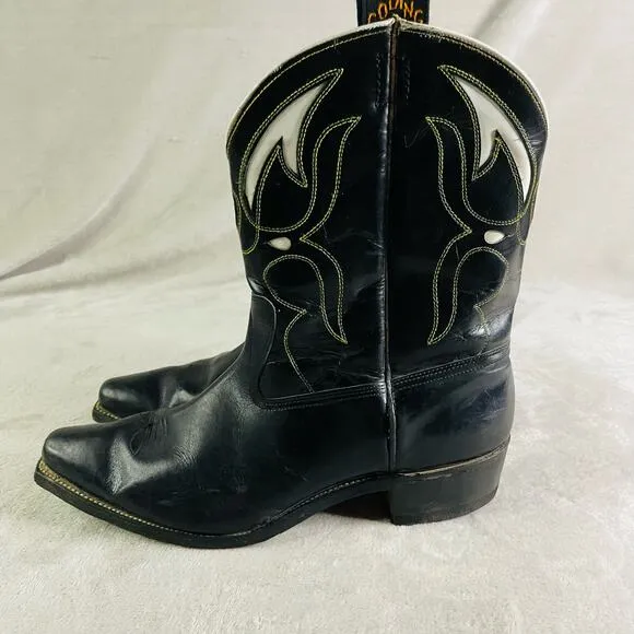 Vintage GODING Cowboy Boots Women's 11.5 Western Shorty In Lay Cut Outs Outdoor