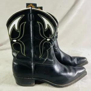 Vintage GODING Cowboy Boots Women's 11.5 Western Shorty In Lay Cut Outs Outdoor