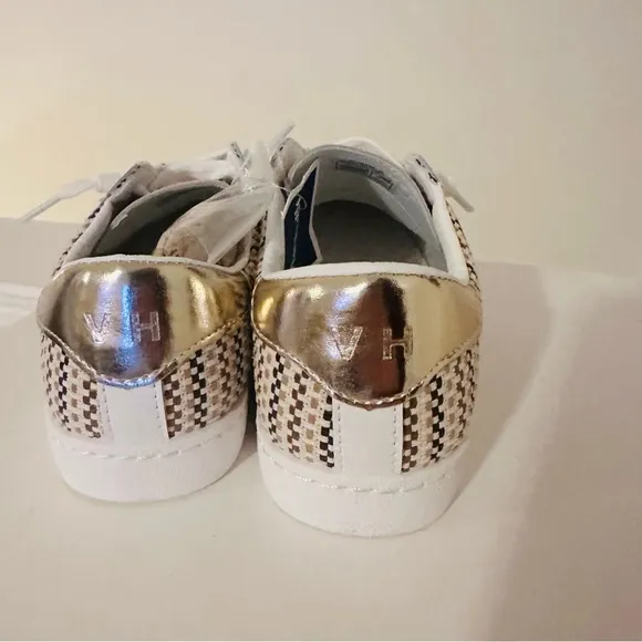 Vintage Havana Tweed Tan and‎ Gold Carla Star Sneakers New