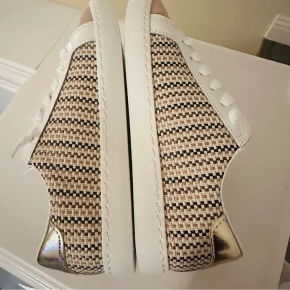 Vintage Havana Tweed Tan and‎ Gold Carla Star Sneakers New