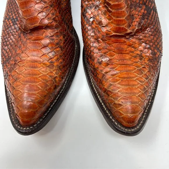 Vintage Justin Python Boots 10B Exotic Snakeskin Brown Black