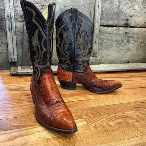 Vintage Justin Python Boots 10B Exotic Snakeskin Brown Black
