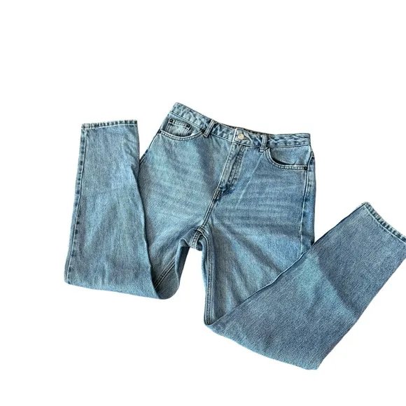 VINTAGE LEE JEANS SIZE 16 SIZE 12 PETITE LIGHT WASH DENIM HIGH WAISTED TAPER LEG