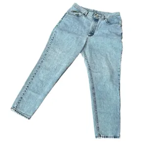VINTAGE LEE JEANS SIZE 16 SIZE 12 PETITE LIGHT WASH DENIM HIGH WAISTED TAPER LEG