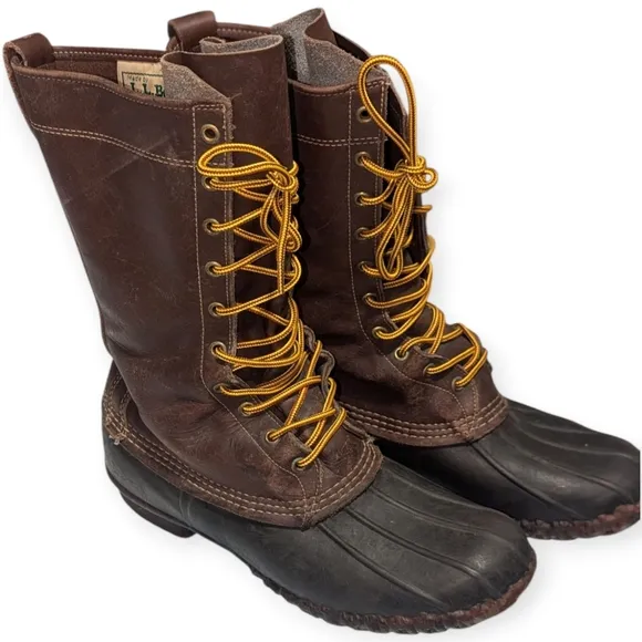 Vintage L.L Bean Maine Leather Duck Hunting Lace Up Boots Men's Size 10