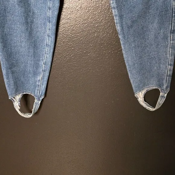 Vintage Match High-Waisted Stirrup Denim Jeans Size 26 Womens Blue