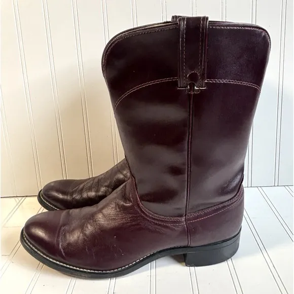vintage mens deep burgundy Laredo cowboy western work boots roper usa 11 D