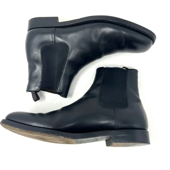 Vintage Prada Mens Chelsea Ankle Boot Sz 6 IT / 7 US Black Leather Made in Italy