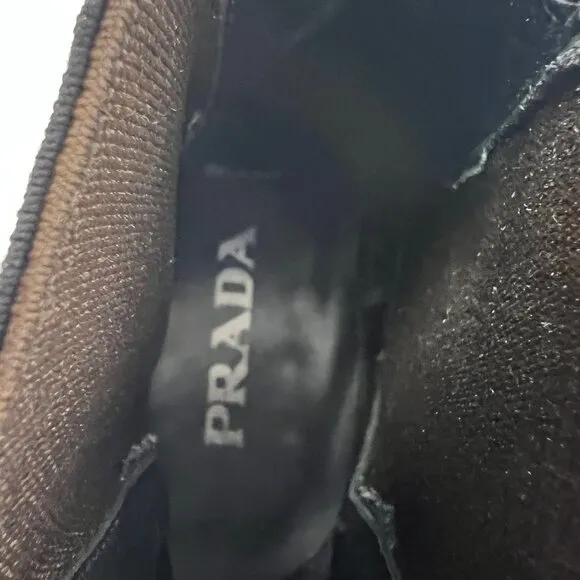 Vintage Prada Mens Chelsea Ankle Boot Sz 6 IT / 7 US Black Leather Made in Italy