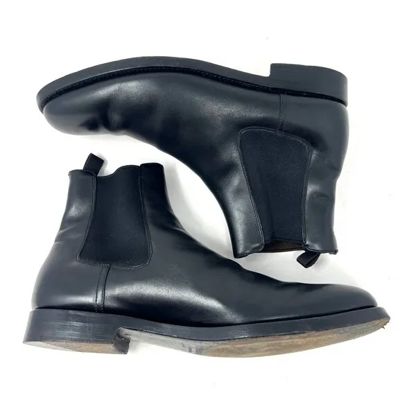 Vintage Prada Mens Chelsea Ankle Boot Sz 6 IT / 7 US Black Leather Made in Italy