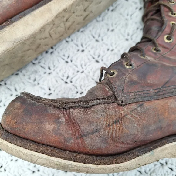 Vintage Red Wing Boots Moc Toe Leather Workwear Work Boot