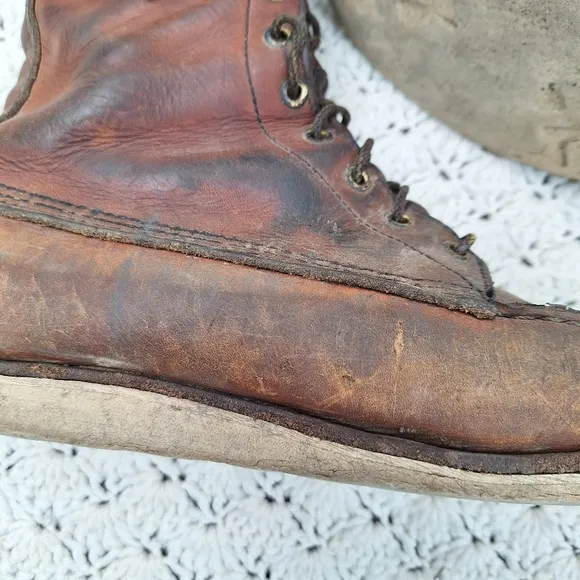Vintage Red Wing Boots Moc Toe Leather Workwear Work Boot