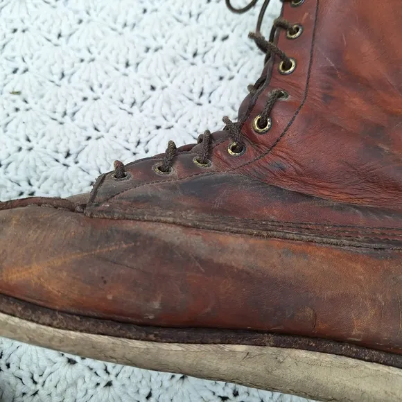 Vintage Red Wing Boots Moc Toe Leather Workwear Work Boot