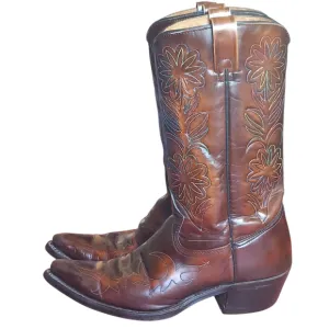 Vintage Rodeo Cowboy Boots Patent Leather Rainbow Peacock Men's