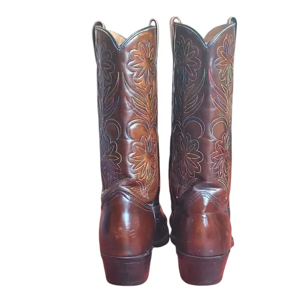 Vintage Rodeo Cowboy Boots Patent Leather Rainbow Peacock Men's
