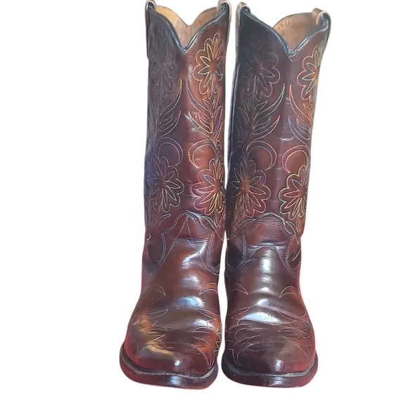 Vintage Rodeo Cowboy Boots Patent Leather Rainbow Peacock Men's