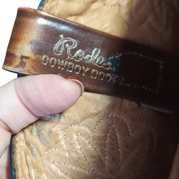 Vintage Rodeo Cowboy Boots Patent Leather Rainbow Peacock Men's
