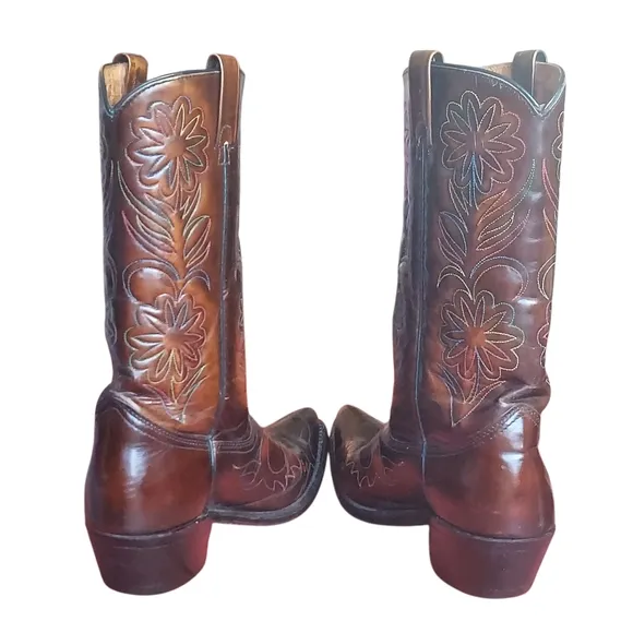 Vintage Rodeo Cowboy Boots Patent Leather Rainbow Peacock Men's