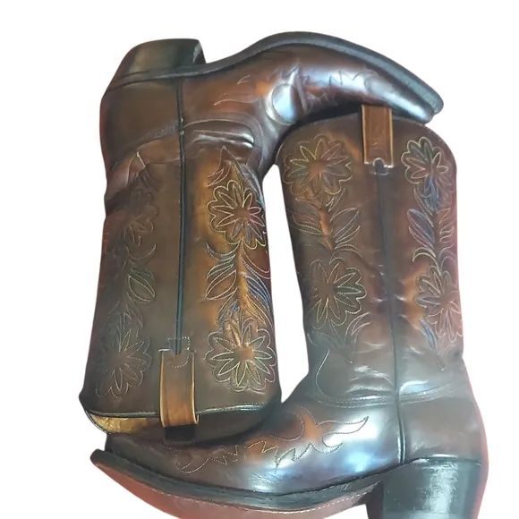 Vintage Rodeo Cowboy Boots Patent Leather Rainbow Peacock Men's