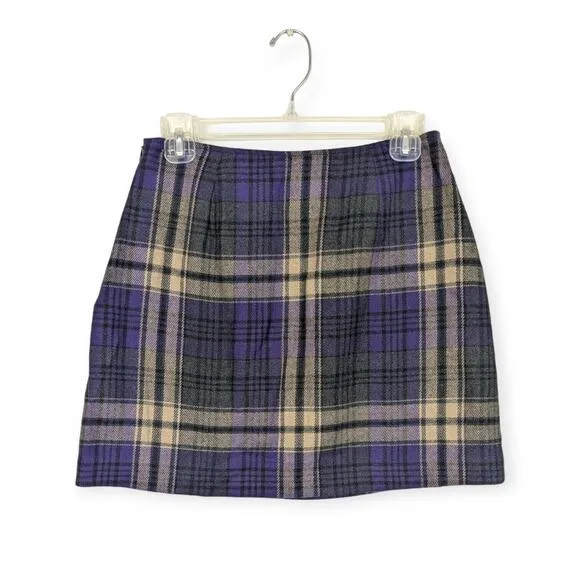 Vintage the Limited Mini Skirt Plaid 90s Wool Blend Clueless Academia Purple 4