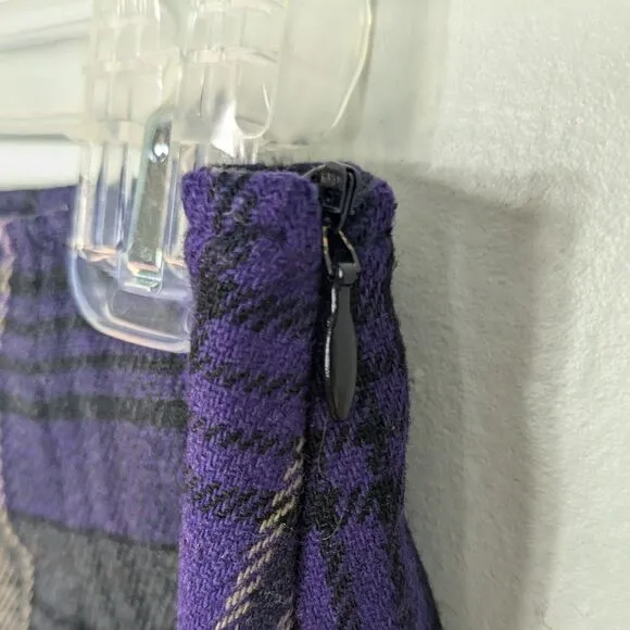 Vintage the Limited Mini Skirt Plaid 90s Wool Blend Clueless Academia Purple 4