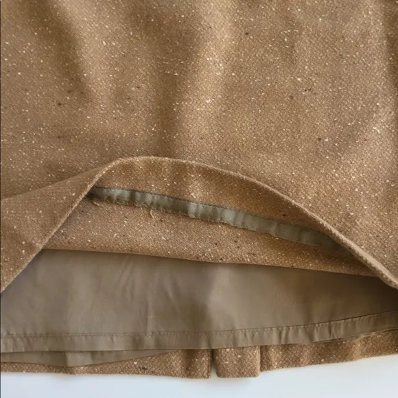 Vintage Tweed Skirt Suit Jacket &amp; Skirt With Belt Tan 8P