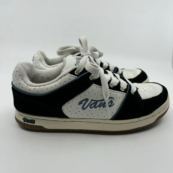 Vintage Vans Marianna Skate Shoes Y2K Black White Blue Size 7.5 Retro RARE