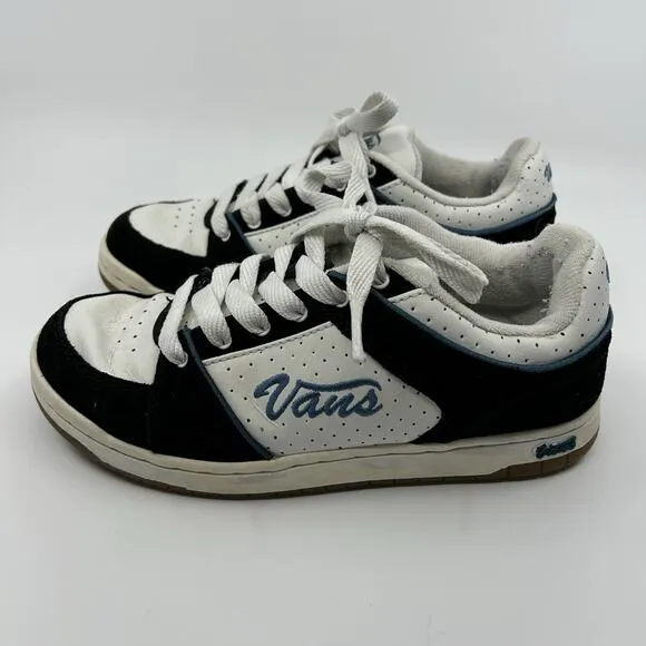 Vintage Vans Marianna Skate Shoes Y2K Black White Blue Size 7.5 Retro RARE