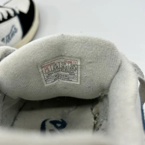 Vintage Vans Marianna Skate Shoes Y2K Black White Blue Size 7.5 Retro RARE
