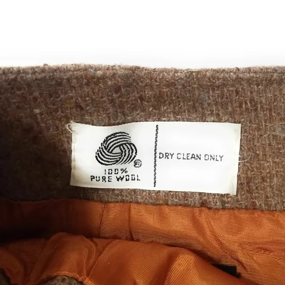 Vintage Womens 100% Wool Rust Midi Skirt with Front Slit Size 10