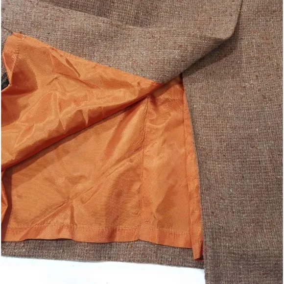 Vintage Womens 100% Wool Rust Midi Skirt with Front Slit Size 10