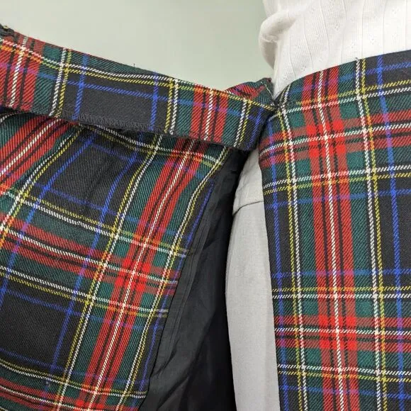 Vintage Wool Maxi Skirt Wrap Plaid Tartan Red Green Holiday Prep Classic USA 12