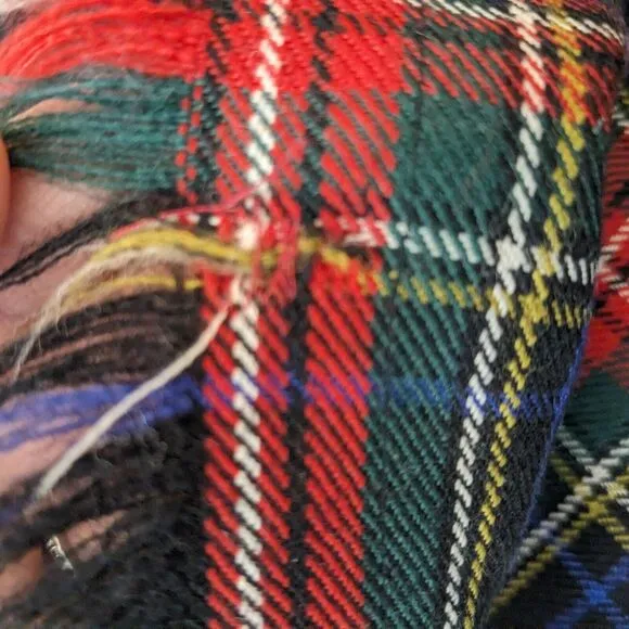 Vintage Wool Maxi Skirt Wrap Plaid Tartan Red Green Holiday Prep Classic USA 12