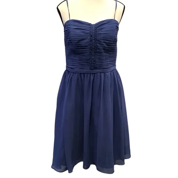 Vintage Y2K Alfred Angelo Womens Chiffon Fit &amp; Flare Dress Size 14 Pleated Fairy